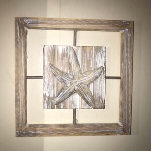 Starfish wood Whitewash Wall Art Frame picture